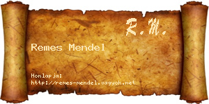 Remes Mendel névjegykártya